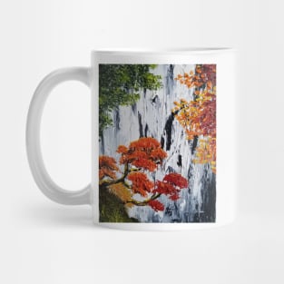 Waterfall Painting, Fall Foliage Art, Autumn Trees, Orange Leaves, Waterfall bag, fall tote, rustic decor, rustic charm Mug